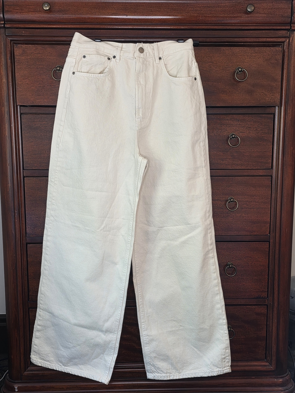 Zara Cream Wide-Leg Jeans
